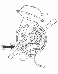 strømfordeler rotor placering